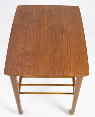 Danish Teak Side Table with Shelf & Wheels, 1960s-UY-952732