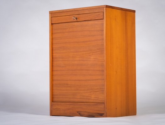 Danish Teak Tambour-Door Filing Cabinet, 1960s-ZGQ-1734455