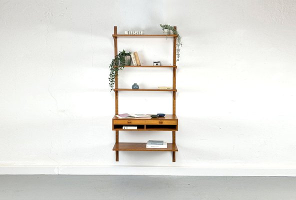 Danish Teak Wall Shelving Unit from Hansen & Guldborg, 1960s-QEQ-1761172