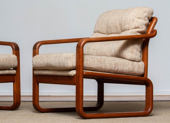 Danish Teak with Wool Cushions Lounge Easy Chair by HS Design, 1980s, Set of 2-JE-1075390