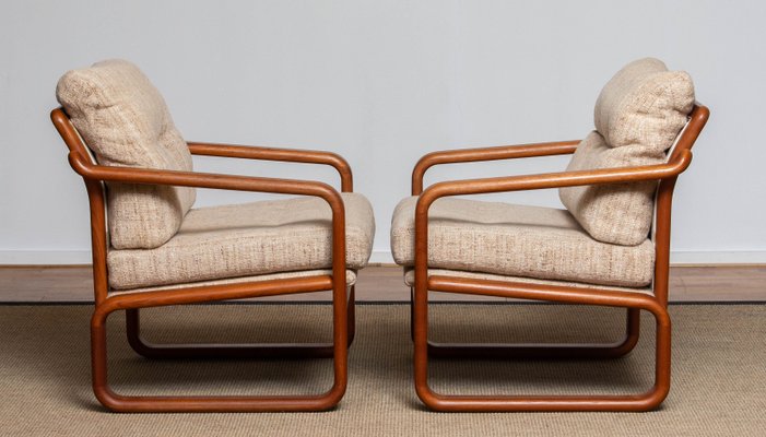 Danish Teak with Wool Cushions Lounge Easy Chair by HS Design, 1980s, Set of 2-JE-1075390