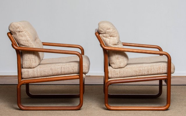 Danish Teak with Wool Cushions Lounge Easy Chair by HS Design, 1980s, Set of 2-JE-1075390