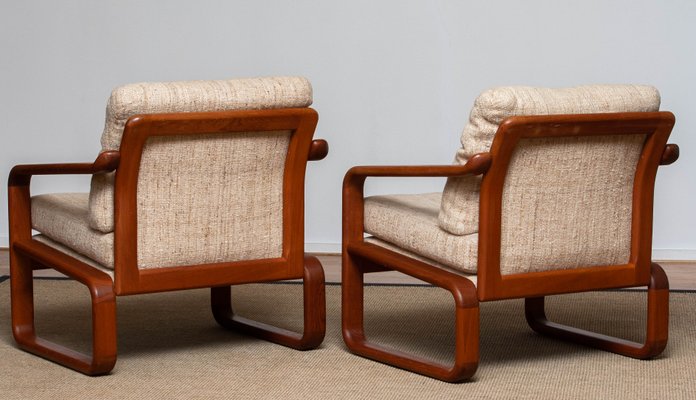 Danish Teak with Wool Cushions Lounge Easy Chair by HS Design, 1980s, Set of 2-JE-1075390