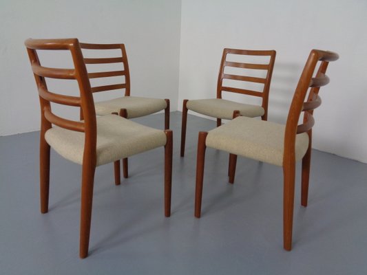 Danish Teak & Wool 85 Dining Chairs by Niels Otto Møller for J.L. Møllers, 1960s, Set of 4-RDW-985567