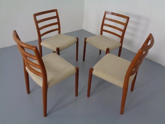 Danish Teak & Wool 85 Dining Chairs by Niels Otto Møller for J.L. Møllers, 1960s, Set of 4-RDW-985567