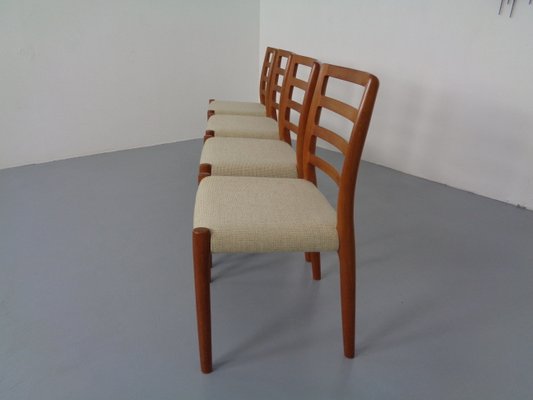 Danish Teak & Wool 85 Dining Chairs by Niels Otto Møller for J.L. Møllers, 1960s, Set of 4-RDW-985567