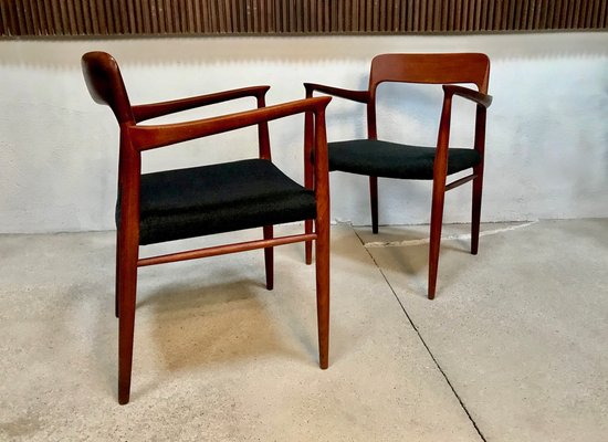 Danish Teak & Wool Model 56 Chairs by Niels O. Møller for J.L. Møllers, 1954, Set of 2-JP-1100155