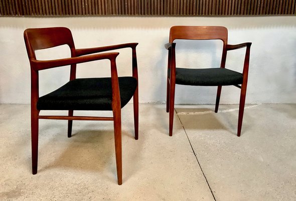 Danish Teak & Wool Model 56 Chairs by Niels O. Møller for J.L. Møllers, 1954, Set of 2-JP-1100155