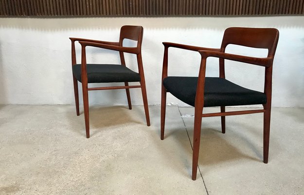 Danish Teak & Wool Model 56 Chairs by Niels O. Møller for J.L. Møllers, 1954, Set of 2-JP-1100155