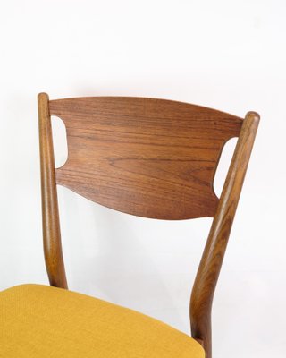 Danish Teak & Yellow Fabric Dining Chairs, 1960, Set of 4-UY-1422338