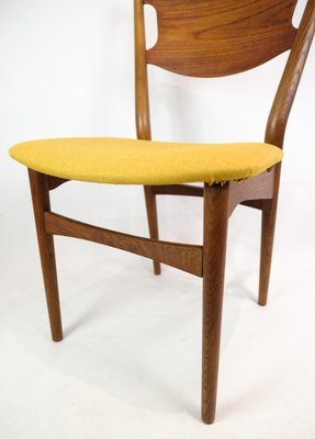 Danish Teak & Yellow Fabric Dining Chairs, 1960, Set of 4-UY-1422338