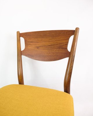 Danish Teak & Yellow Fabric Dining Chairs, 1960, Set of 4-UY-1422338