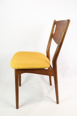 Danish Teak & Yellow Fabric Dining Chairs, 1960, Set of 4-UY-1422338