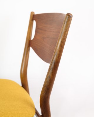 Danish Teak & Yellow Fabric Dining Chairs, 1960, Set of 4-UY-1422338