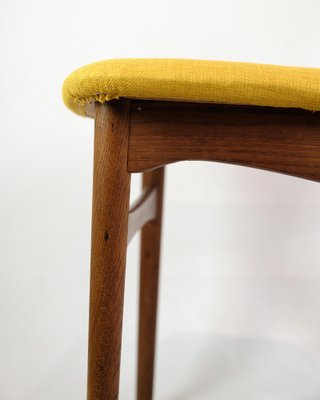 Danish Teak & Yellow Fabric Dining Chairs, 1960, Set of 4-UY-1422338