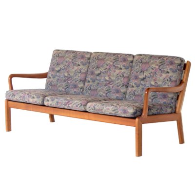 Danish Three Seater Sofa with Wooden Frame in Cherry, 1960s-UBE-1344313