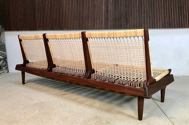 Danish Three-Seater Teakwood & Cane Modular Model TV 161 Sofa by Hans Olsen for Bramin, 1957-JP-788291