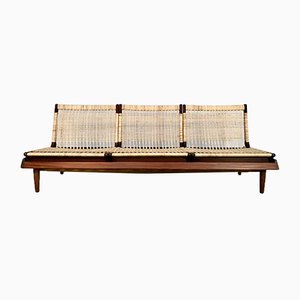 Danish Three-Seater Teakwood & Cane Modular Model TV 161 Sofa by Hans Olsen for Bramin, 1957-JP-788291