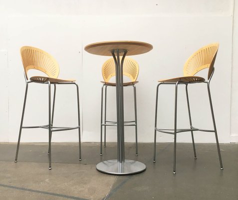 Danish Trinidad Barstools and Table by Nanna Ditzel for Fredericia, 1990s, Set of 4-UAH-820494