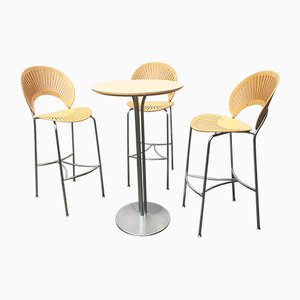 Danish Trinidad Barstools and Table by Nanna Ditzel for Fredericia, 1990s, Set of 4-UAH-820494