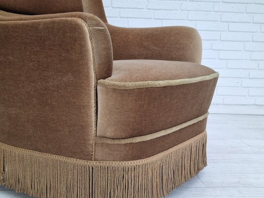 Danish Velour High Back Armchair, 1960s-TMW-1367250