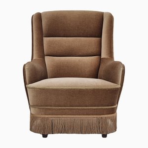 Danish Velour High Back Armchair, 1960s-TMW-1367250