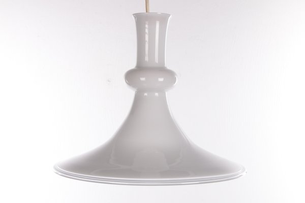 Danish White Pendant in Mouth-Blown Opaline Glass by Michael Bang for Holmegaard, 1980s-EZZ-1256284