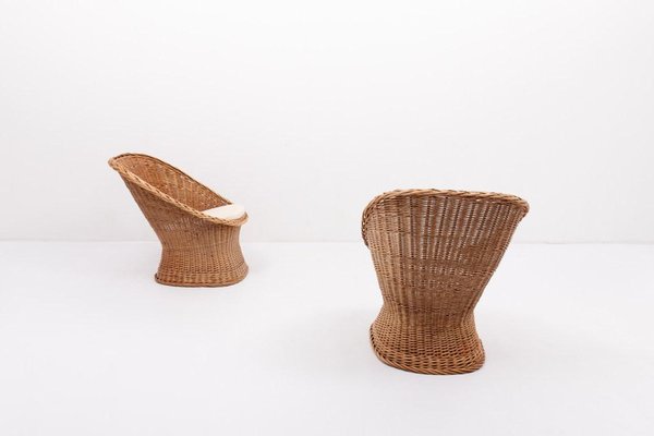 Danish Wicker Lounge Chairs, 1970s, Set of 2-KMC-1738164