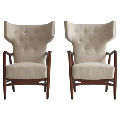 Danish Wingback Armchairs by Eva Koppel for Slagelse Furniture, 1947, Set of 2-WRF-1116217