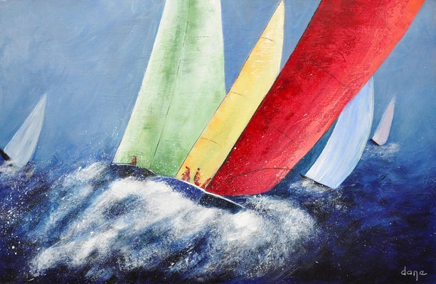 Dany Soyer, Les Grande Voiles, 2022, Acrylic on Canvas-QNR-1277407