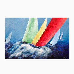 Dany Soyer, Les Grande Voiles, 2022, Acrylic on Canvas-QNR-1277407