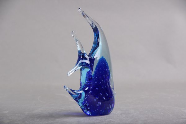 Dark Blue & Ice Blue Glass Scalare Fish-DQ-1363422