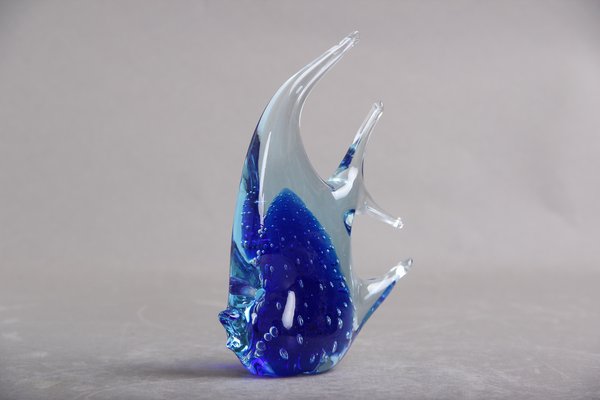 Dark Blue & Ice Blue Glass Scalare Fish-DQ-1363422