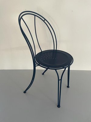 Dark Blue Metal Chair with Arch-Shaped Backside-RDS-1736597