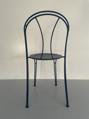 Dark Blue Metal Chair with Arch-Shaped Backside-RDS-1736597