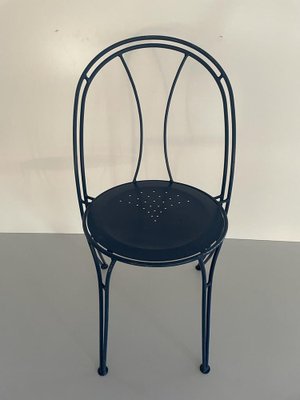 Dark Blue Metal Chair with Arch-Shaped Backside-RDS-1736597