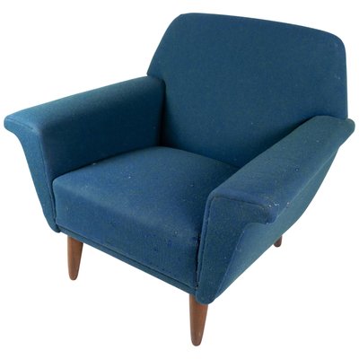 Dark Blue Wool Fabric Armchair, 1960s-UY-865484