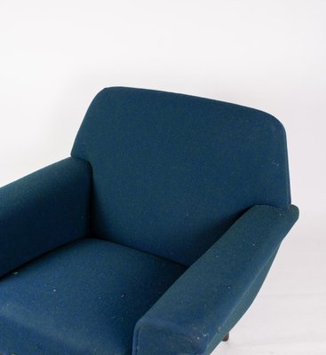 Dark Blue Wool Fabric Armchair, 1960s-UY-865484