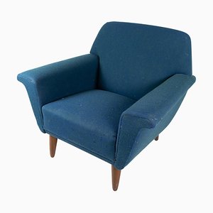 Dark Blue Wool Fabric Armchair, 1960s-UY-865484