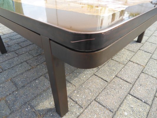 Dark Brown Belgian Epoxy Marble Inlay Coffee Table by Etienne Allemeersch, 1970s-AWL-802111