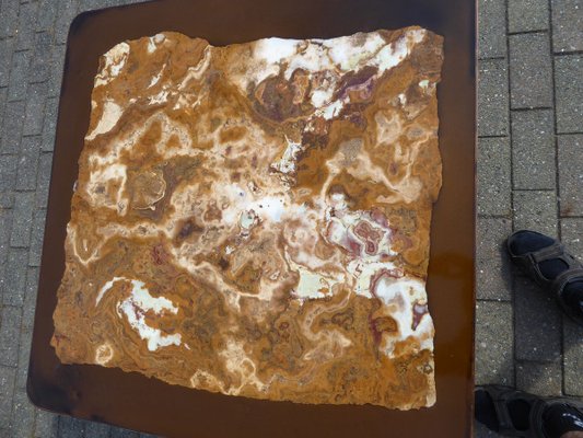 Dark Brown Belgian Epoxy Marble Inlay Coffee Table by Etienne Allemeersch, 1970s-AWL-802111