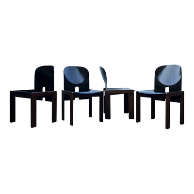 Dark Brown Lacquered Walnut Model 121 Dining Chairs by Tobia & Afra Scarpa for Cassina, 1960s, Set of 4-RPH-694146