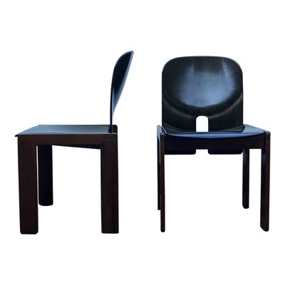 Dark Brown Lacquered Walnut Model 121 Dining Chairs by Tobia & Afra Scarpa for Cassina, 1960s, Set of 4-RPH-694146