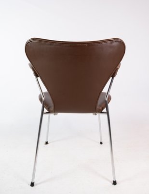 Dark Brown Leather Model 3207 Dining Chairs attributed to Arne Jacobsen for Fritz Hansen, 1980s, Set of 2-UY-1427387