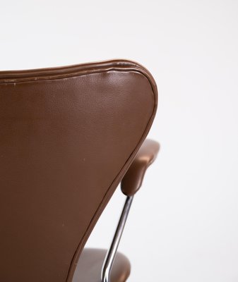 Dark Brown Leather Model 3207 Dining Chairs attributed to Arne Jacobsen for Fritz Hansen, 1980s, Set of 2-UY-1427387