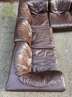 Dark Brown Leather Modular Sofa by Tito Agnoli for Arflex, Italy, 1970, Set of 8-EHE-1285992