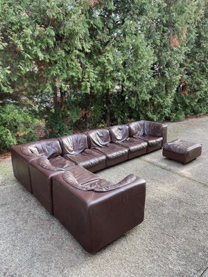 Dark Brown Leather Modular Sofa by Tito Agnoli for Arflex, Italy, 1970, Set of 8-EHE-1285992