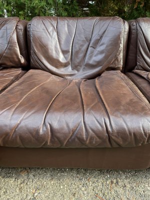 Dark Brown Leather Modular Sofa by Tito Agnoli for Arflex, Italy, 1970, Set of 8-EHE-1285992