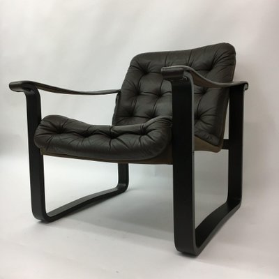 Dark Brown Leather Safari Lounge Chair, 1960s-BGP-934903