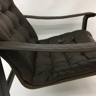 Dark Brown Leather Safari Lounge Chair, 1960s-BGP-934903